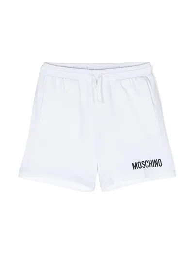 Moschino Kids' Logo-print Drawstring Shorts In White