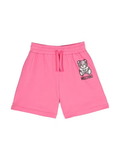Moschino Kids' Logo-print Drawstring-waist Shorts In Pink
