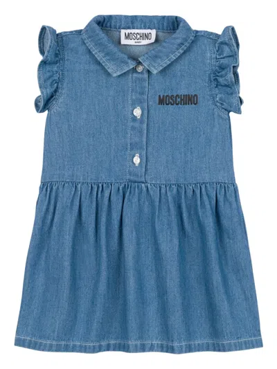 Moschino Babies' Logo-print Dress In 40933 - Blu