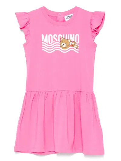 Moschino Babies' Logo-print Dress In Pink