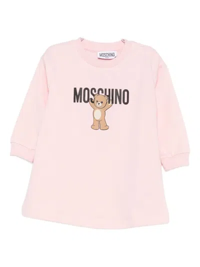 Moschino Babies' Logo-print Dress In Pink