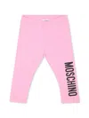 Moschino Logo-print Elasticated-waist Leggings In Pink