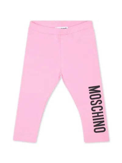 Moschino Babies' Logo-print Elasticated-waist Leggings In Pink
