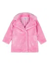 Moschino Logo-print Faux Fur Jacket In Pink