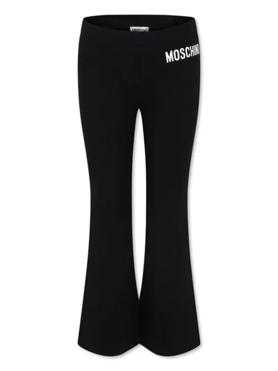 MOSCHINO LOGO-PRINT FLARED TROUSERS