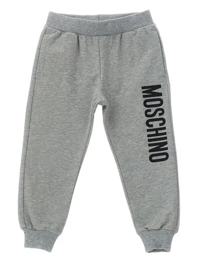 Moschino Babies' Logo-print Fleece Tracksuit In Gray