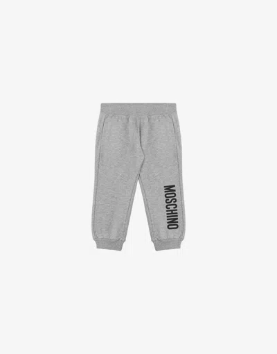 Moschino Logo Print Fleece Trousers In Gray