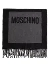 Moschino Logo-print Fringed Scarf In Black