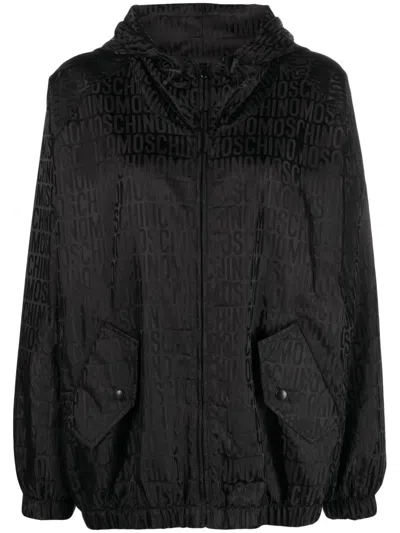 Moschino Logo-print Hooded Jacket In Black