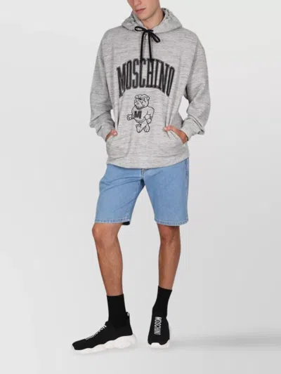 Moschino Man Sweatshirt Grey Size 42 Cotton