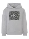 Moschino Logo-print Hooded Top In Gray