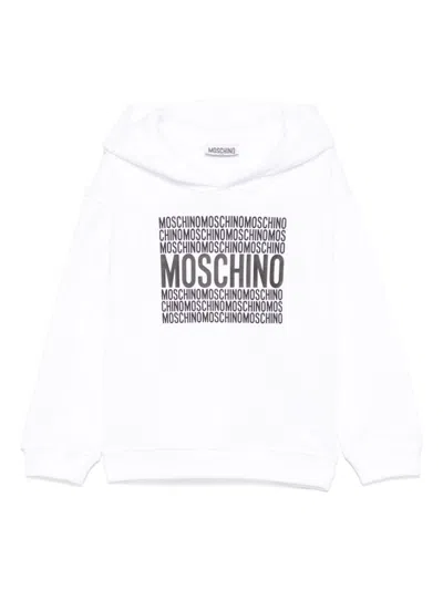 Moschino Kids' Logo-print Hoodie In 白色