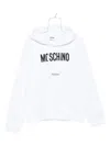 Moschino Drawstring Hooded Sweater Kangaroo Pocket In White