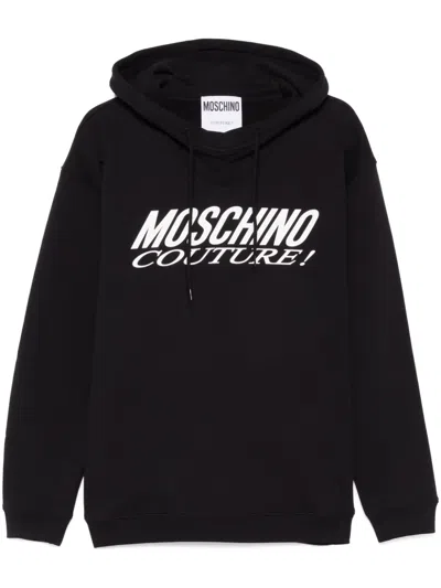Moschino Logo-printed Cotton Hoodie In Black