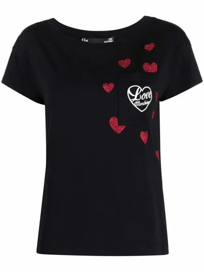 Moschino Logo-print Jersey T-shirt In Black