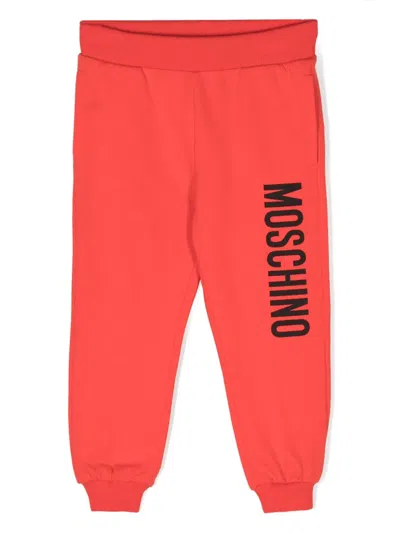 Moschino Kids' Logo-print Jersey Track Pants In Red