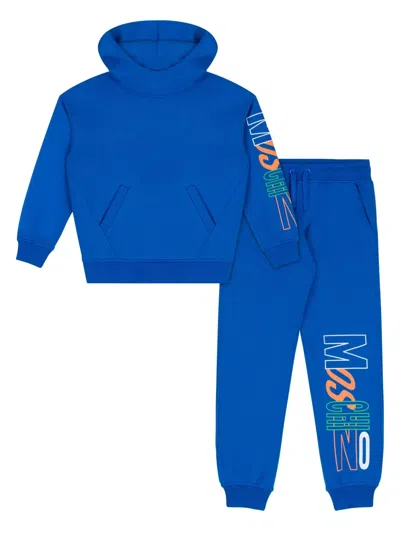 Moschino Kids' Logo-print Jersey Tracksuit In Blue