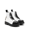 Moschino Logo-print Leather Ankle Boots In White
