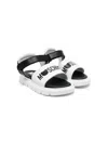 Moschino Logo-print Leather Sandals In Black