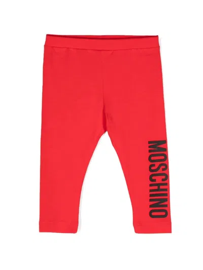 Moschino Babies' Logo-print Jersey Leggings In Red