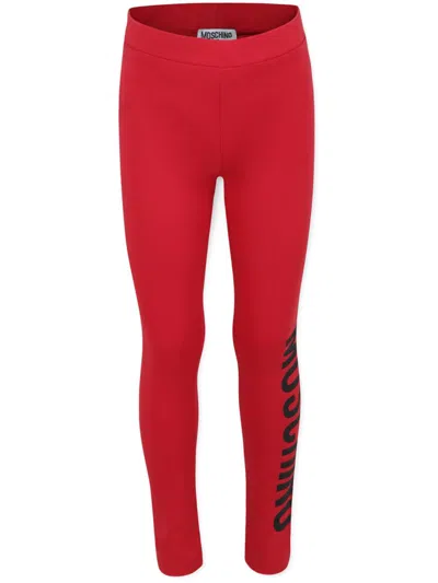 Moschino Kids' Logo Print Cotton Sweatpants In Red