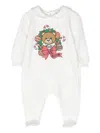 Moschino Logo-print Long-sleeve Romper In White