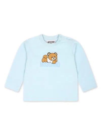 Moschino Babies' Logo-print Long-sleeve T-shirt In Blue