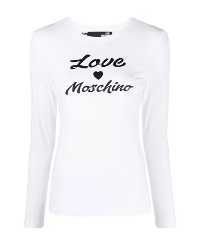 Moschino Logo-print Long-sleeve T-shirt In White