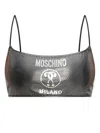 MOSCHINO LOGO-PRINT METALLIC-SHEEN BIKINI TOP