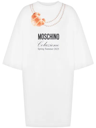 Moschino Breakfast Organic Jersey Dress In White
