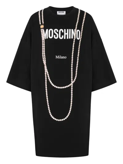 Moschino Logo-print Mini Dress In Black