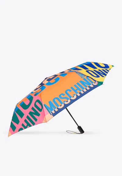 MOSCHINO LOGO-PRINT OPEN AND CLOSE UMBRELLA