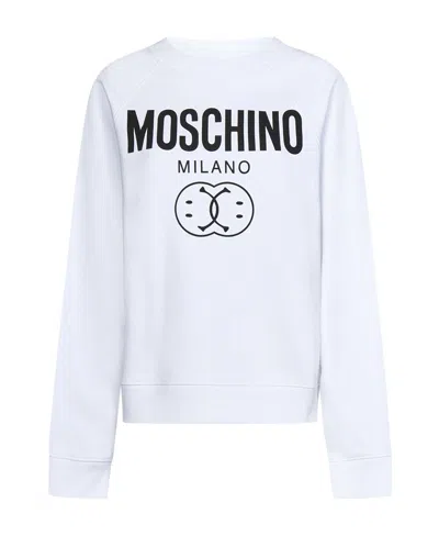 Moschino Logo-print Organic Cotton Sweatshirt In White