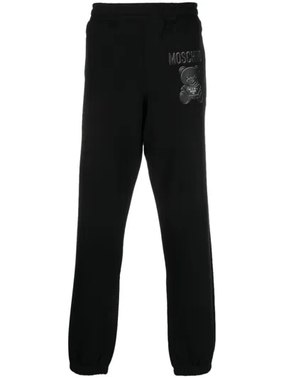 Moschino Logo-print Organic Cotton Track Pants In Black