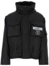 Moschino Nylon Jacket With Adjustable Waist And Hood In 黑色