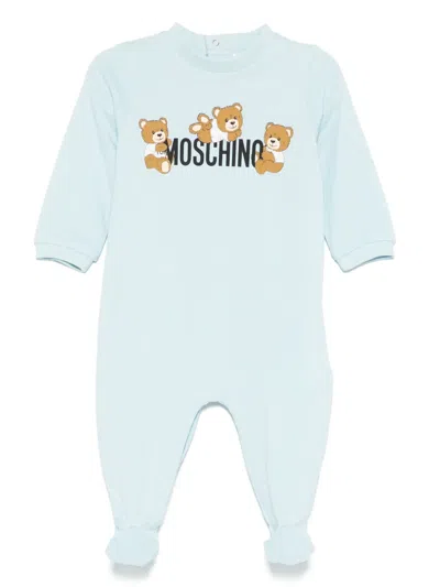 Moschino Babies' Logo-print Pajamas In Blue