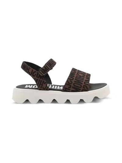 Moschino Kids' Logo-print Platform Sandals In Black