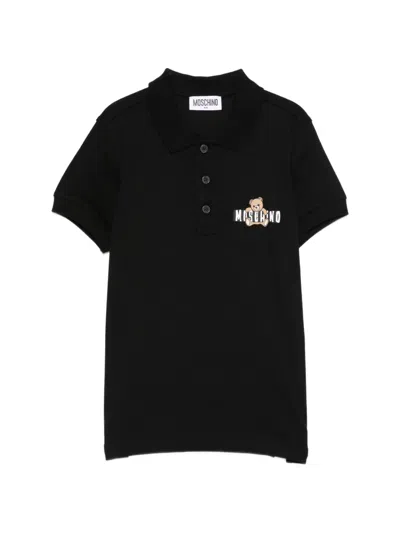 Moschino Kids' Logo-print Polo Shirt In Black