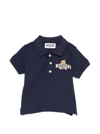Moschino Babies' Logo-print Polo Shirt In Blue