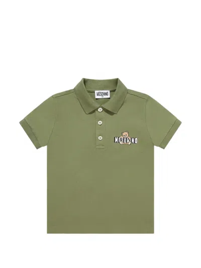 Moschino Kids' Logo-print Polo Shirt In Green