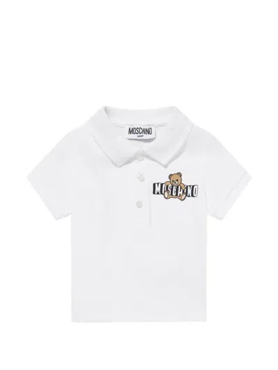 Moschino Babies' Logo-print Polo Shirt In White