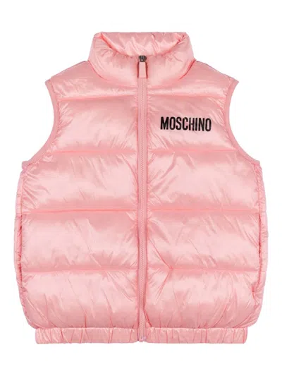 Moschino Kids' Logo-print Puffer Vest In Pink