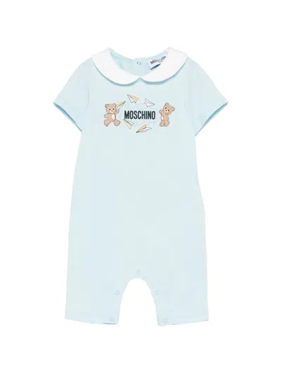 Moschino Babies' Logo-print Romper In Blue
