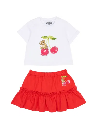 Moschino Baby Girls Cherry Teddy Bear Skirt Set In Multi