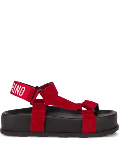 Moschino Logo-print Sandals In Red