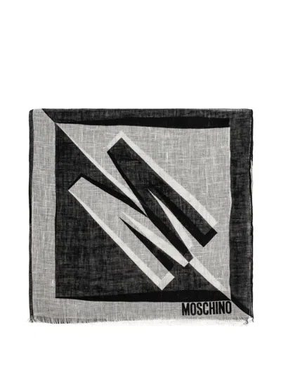 Moschino Logo-print Scarf In Black