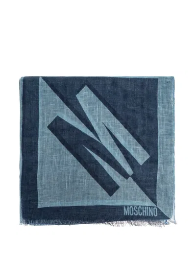 Moschino Logo-print Scarf In Blue