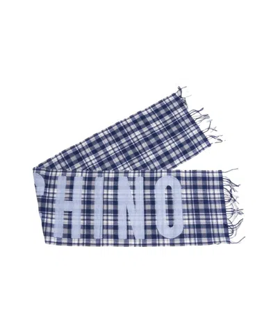 Moschino Logo Print Scarf In Gray