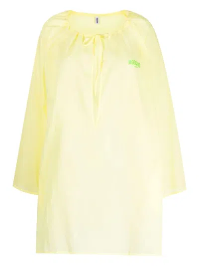 Moschino Logo-print Shift Dress In 黄色