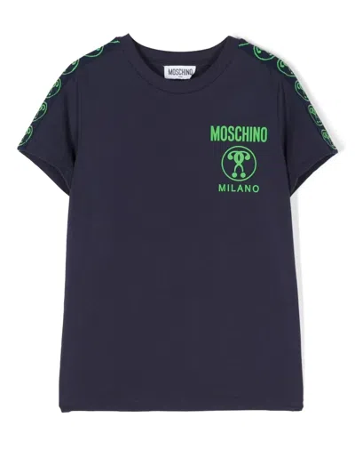 Moschino Kids' Logo-print Short-sleeve T-shirt In Blue